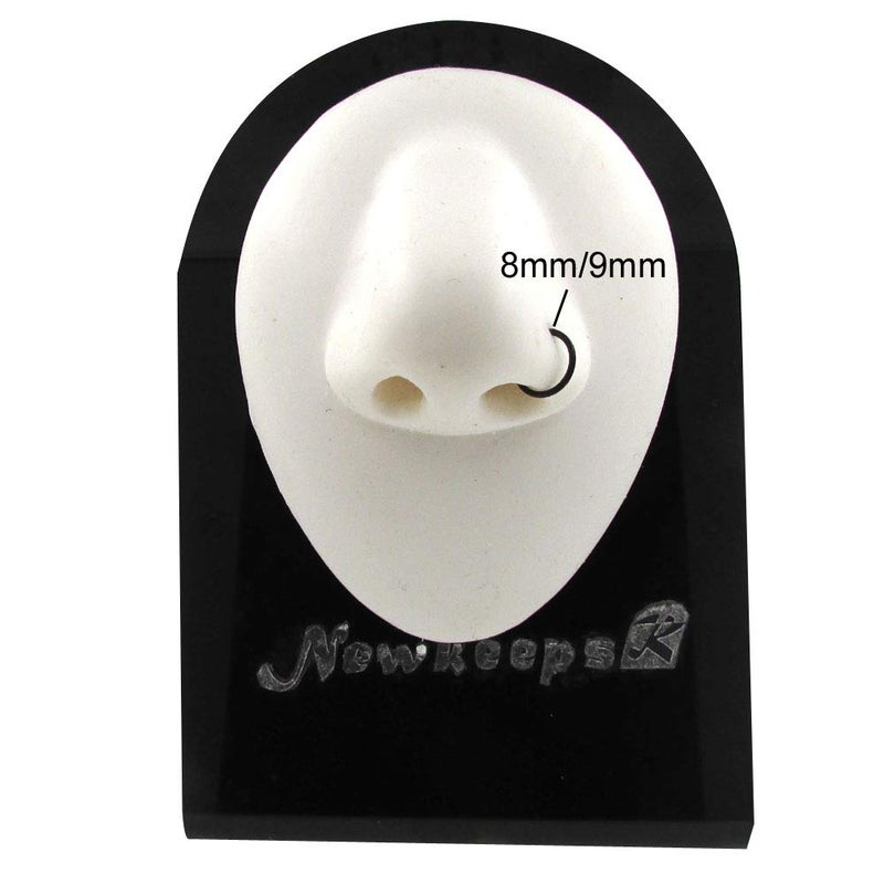 NewkeepsR 3PCS-0.8mm Black Anodised Hinged Clicker Nose Hoop Rings, 20 Gauge 316L Steel Seamless Segment Sleeper Earrings Piercing-8/9/10mm - Image 3
